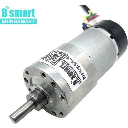Bringsmart JGB37-3530GB DC 24V Small Gear Motor 1600rpm Geared Reduction Encoder 12v DC Motor Encoding Feedback High Torque
