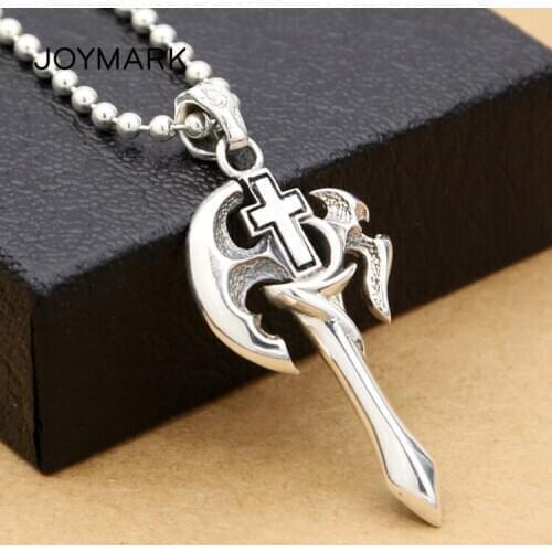 JOYMARK Mens Personalized 925 Sterling Silver Cross Pendant Tomahawk Cross Necklace Pendant Sweater Chain Pendants TSP256