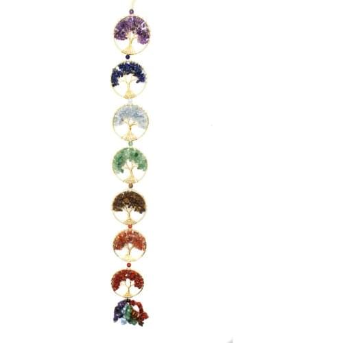 Tree Of Life Yoga Decor 2021 Best Gift For Friend Lover 7 Chakra Tree Of Life Hanging Decoration Wall Art Healing Stones