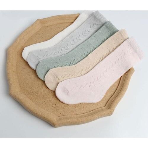 Children Socks For Girls Knitted Cotton Long Tube Socks Knee High Toddler Princess Socks Baby Summer Hollow Out Infant Socks