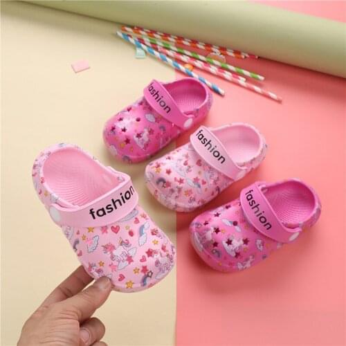 Unicorn Kids Sandals Summer Graffiti Girls Slippers EVA Non-Slip Children Beach Shoes Baby Home Slippers Toddler Pink Flip Flops