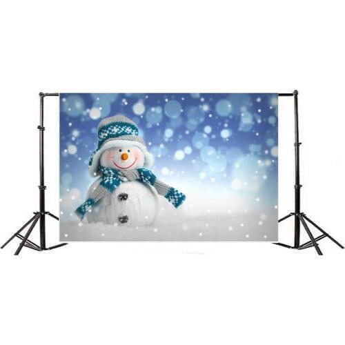 Photography Backdrop Christmas Snowman Bokeh Halos Glitter Sequins Winter Happy New Year