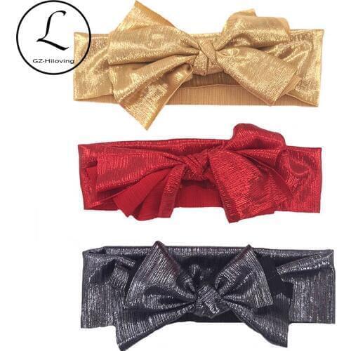 GZhilovingL Baby Girls Boys Big know bow head bands New Kids Childs Toddler Thin Stretch Shinning Party Hair bands Accessories