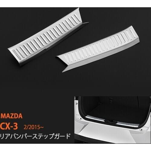 2pcs Chromium Styling Rear Luggage Scuff Trim for MAZDA CX-3 2015-2017 Stainless Steel Car Stickers Protection Accessories