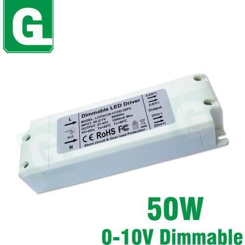50W Constant Current 1500mA 27-42V Power Supply 0-10V Dimming Driver for LED Grow Light Aquarium Lamp