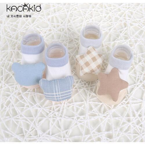 KACAKID 0-1T Unisex Newborn Baby Floor Socks Set Heart Cloud Kids Baby Boy Girl Floor Socks Set Bow Moon Stars Baby Socks ka1253