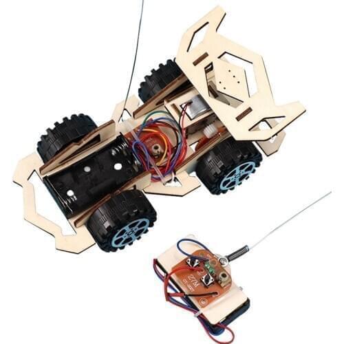 DIY RC Car Toys Assembly Wooden Building Vehicle Toys Racing Car Toy Scientific Experiment Model Kits Gift for Kids
