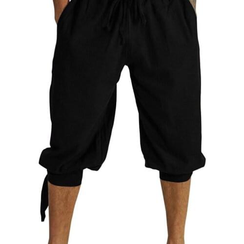 Pirate Viking Renaissance Leg Bandage Loose Pant Halloween Costumes for Mans Adult Pants Men Medieval Trousers Cosplay Costume
