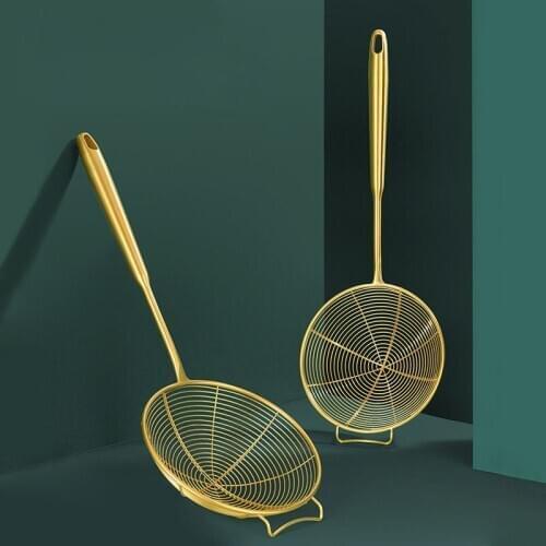 Kitchen 304 Stainless Steel Colander Hot Pot Oil Spill Spoon French Fries Frying Colander Kitchen Accessories Gadgets