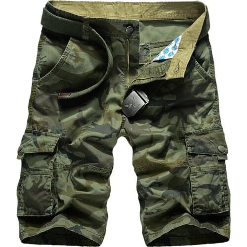 Summer cotton camouflage shorts, mens tooling pants, large size outdoor sports casual pants, military uniforms, multi-pocket