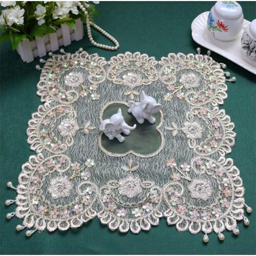 2019HOT Gold lace embroidery table placemat cloth coffee pad cup Wedding tea coaster placemat drink pan doily dining mug kitchen