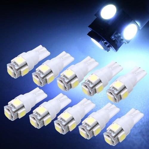 Mayitr 10pcs Super Bright White 24V 5SMD LED 5050 T10 194 147 W5W Width Reading License Plate Light Backup Lamps