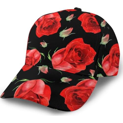 2021 New Baseball Cap Fishing Caps Men Outdoor Hunting Hat Hiking Hat Red Rose Flowers