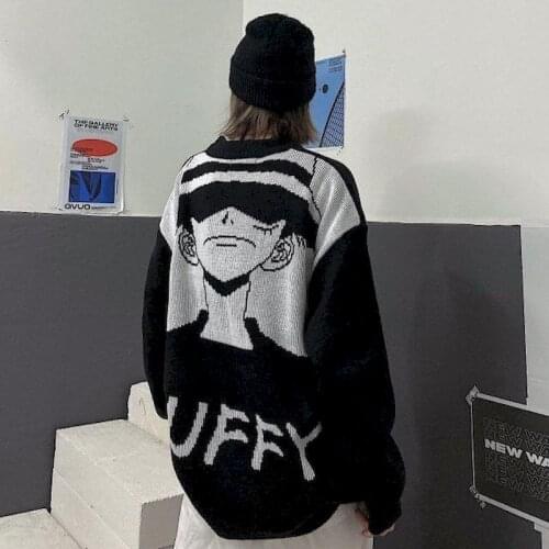2021 New One Piece Mens Womens Sweater Couples Korean Street Hip-hop Trend Handsome Loose Round Neck Pullover Sweater Trend