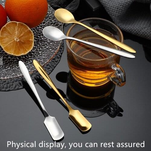 New stainless steel tableware square head spoon sand ice round head spoon coffee spoon honey spoon tea spoon golden spoon