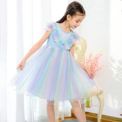 Infant Summer Dress Kid Vestidos Girls Clothes Sequined Snow 2 Cosplay Fancy Tutu Princess Children Birthday Party Prom Evening