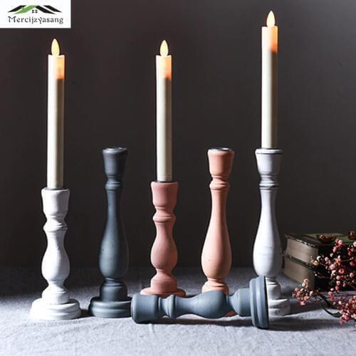 Candle Holder Wood Candlestick Roman Column Geometric Table Candle Holders for Wedding/Dinner Decoration Candelabra GZT073