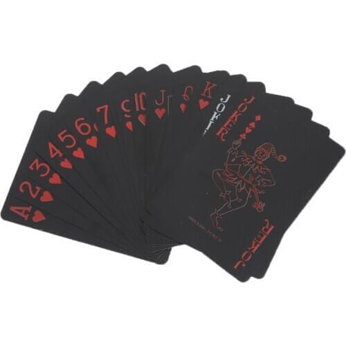 Luxury Cool Black Foil Poker Playing Cards Creative Black Plastic Poker PVC Waterproof Playing Cards Standard Size 52 + 2 Poker