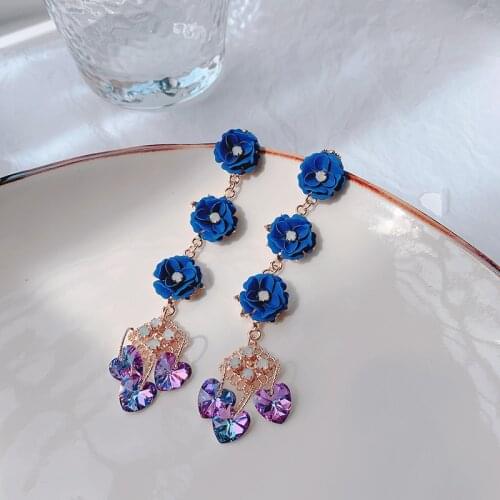 Crystal flowers earrings crystal zircon temperament super fairy earrings