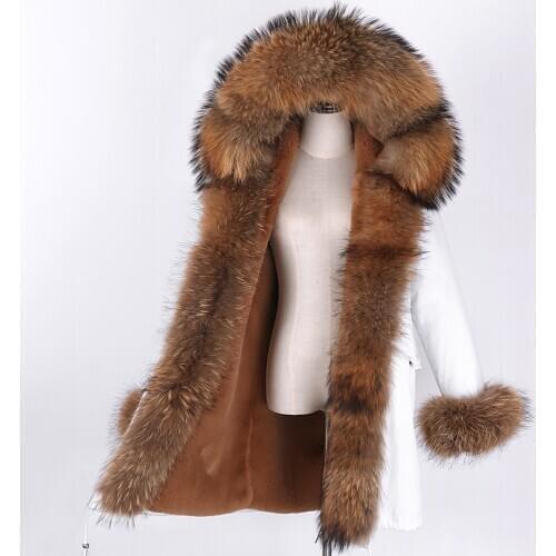 LaVelache 2020 New Real Fur Coat Long Winter Jacket Women White Waterproof Plus Size Faux Fur LinerThick Warm Streetwear