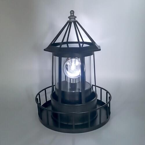 Classic Texture Lighthouse Shape Solar LED Lights Garden Lawn Outdoor Beam Rotating Beacon Lamps Outdoor Houhold Decoration