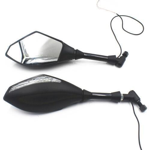 Universal Motorcycle LED Turn Signal Light Integrated RearView Side Mirrors For Harley Honda Suzuki Kawasaki Old School Bobber