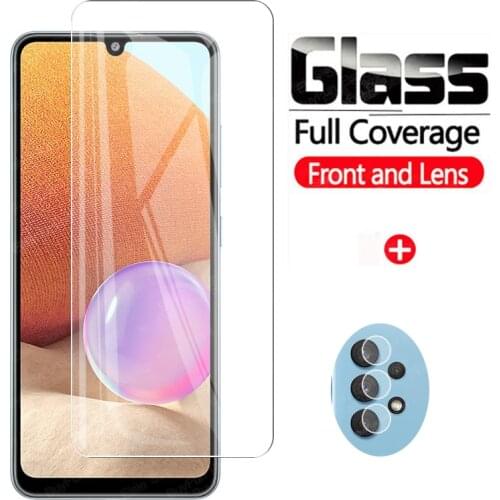 2 in 1 Tempered Glass On For Samsung Galaxy A32 6.4'' A325 Camera Lens Screen Protector Glas Sumsung A32 6.5'' A326 Glass Film