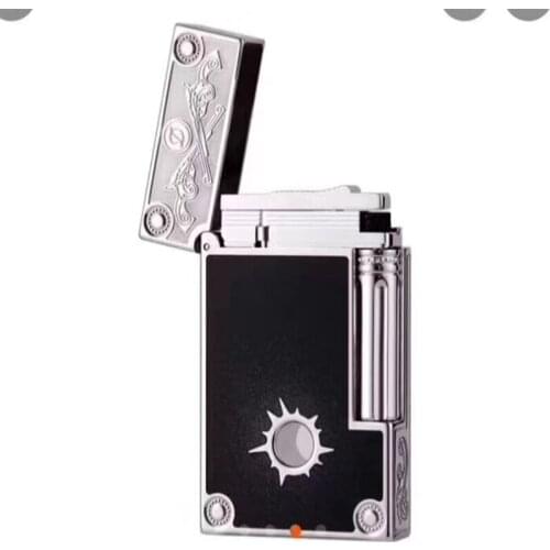 100% new vintage dupont gas lighter gas cigarette lighter polished jet gasoline flint lighter metal gas lighter