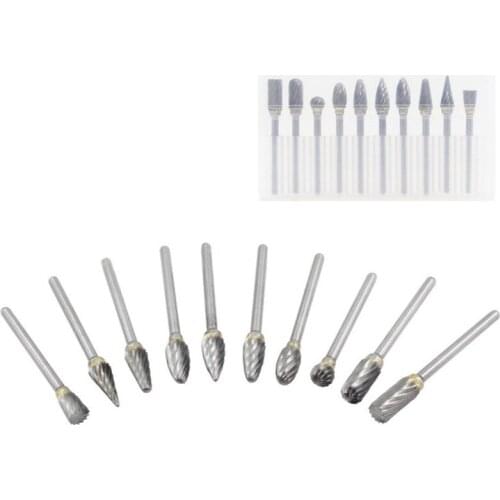 10pcs/set HSS Rotary Routing Bits Burr Router Tools Kit File Woodworker Handmade Root Carving Electric Grinder Engraving Cutter