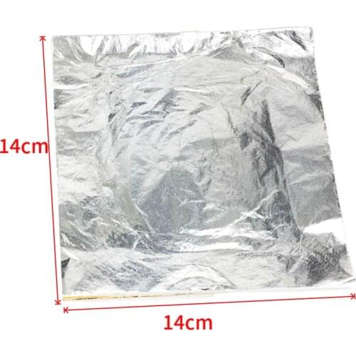 100 Sheets Pack 16 X 16 cm Imitation Silver Leaf Sheet foil Paper For Wall Ceiling Craft Gilding Aluminum Silver Leaf