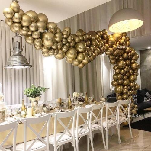 100pcs 50pcs 10inch Pearl Chrome Metal Balloon Golden Balloon Arch Wedding Supplies Party Decor Globos
