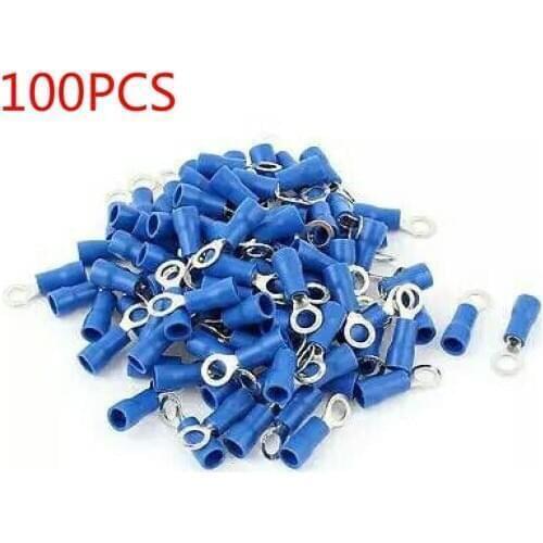 100 blue ring terminal RV2-4 insulated blue ring terminal wire and cable crimp connector for household appliances