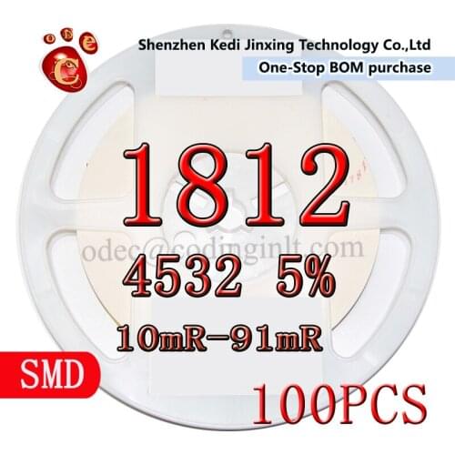 1812 4532 5% SMD resistor 100pcs 10mR 12mR 15mR 20mR 22mR 24mR 30mR 33mR 36mR 39mR 43mR 47mR 51mR 56mR 62mR 68mR 75mR 82mR 91Mr