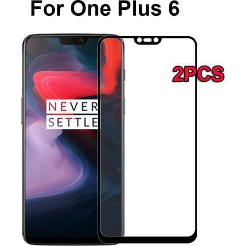 2PCS OnePlus 6 Tempered Glass One Plus 6 Screen Protector Premium Full Cover Protector Glass Film For Oneplus6 One plus 6 Black