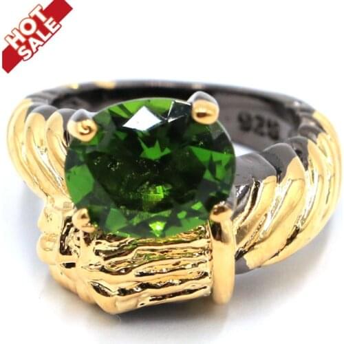 23x17mm Sublime Antique Vintage Green Peridot Leopard Ladies Gift Black Gold Silver Rings