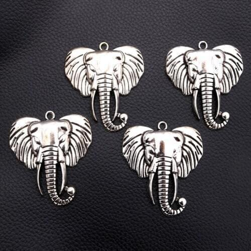3pcs/lot Silver Plated Elephant Charm Metal Pendants DIY Necklaces Bracelets Jewelry Handicraft Accessories 55*48mm P652