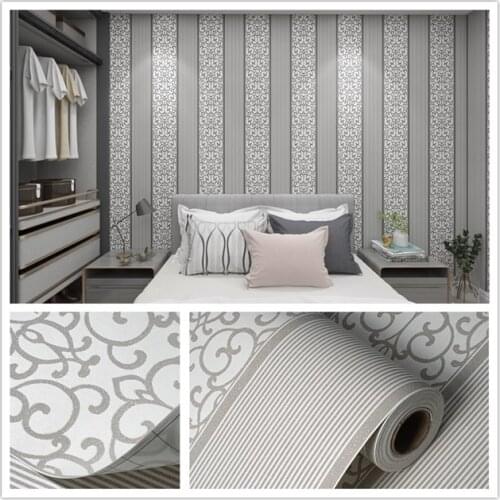 3D Damask Flocking Non woven Wallpaper European Style self adhesive wallpaper For Home Decoration Living Room Bedroom Wall Decor