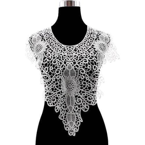 3d Cotton White Lace Fabric Collar For Needlework Embroidery Venise Lace Fabric Applique Guipure Diy Craft For Sewing The Dress