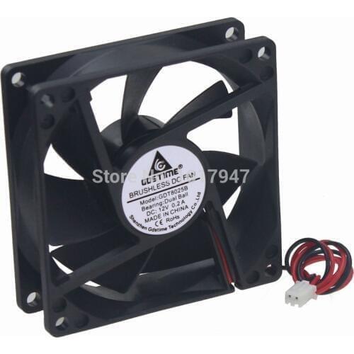5Pieces LOT Gdstime DC 12V 2Pin 8025 80mm 80x80x25 Ball Bearing Machine Cooling Cooler Heatsink Fan