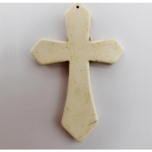 84x55MM White Howlite Cross GEM Loose Beads Pendant Jewelry For Woman Gift S265