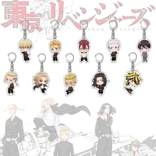 Anime Tokyo Revengers Manji Gang Keychains Takemichi Manjiro Sano Ken Takashi Acrylic Key Ring Pendant Kazutora Cosplay Gift