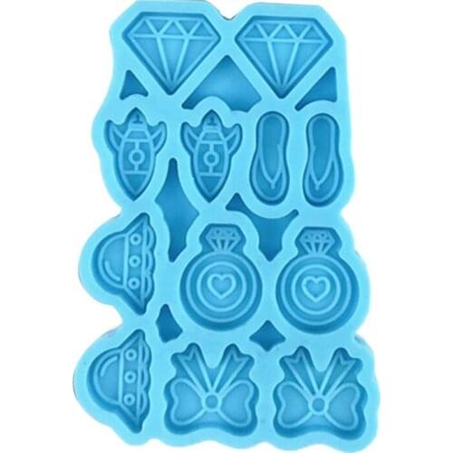 Bowknot Diamond Slippers Sun Hat Shaped Earrings Ear Studs Epoxy Resin Mold Jewelry Necklace Pendant Silicone Mould DIY