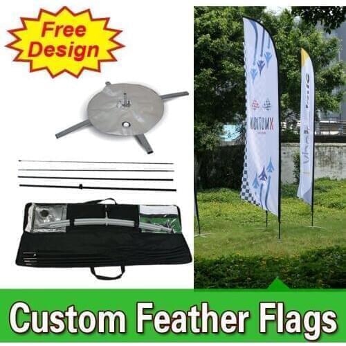 Free Design Free Shipping Double Sided with Cross Base Competitive Branded Flags Events Wing Banners Feather Flags