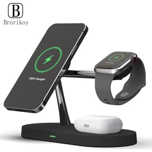 15W Universal 4 in 1 Qi Wireless Charger For Magsafe Iphone 12 Pro Max Fast Charging Station For Airpods Apple Watch 6 5 4 3 2 1