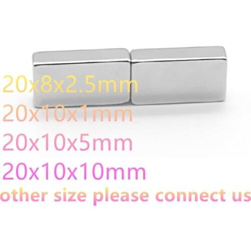 Block Magnet 5/20/50PCS 20x8x2.5/20x10x1/20x10x5/20x10x10mm Strong Powerful Neodymium Magnet N35 Magnetic Imanes De Neodimio