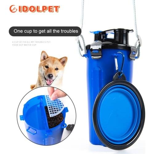 Pet Dog Cat Water Bottle Feeder Bowl Portable Water Food Bottle Pets Outdoor Travel Drinking Bowls Food Container Pet Waterer