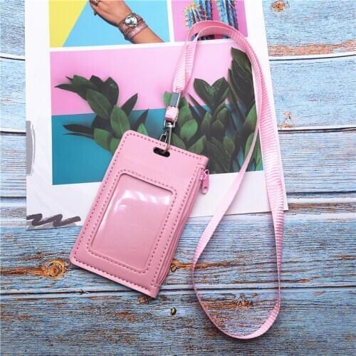 Card Holder Neck Strap with Lanyard Badge Holder Staff Coin Purse Case Credit Card Wallet Stationary Office Supplies