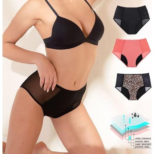 Womens Full Protection 4 Layers Menstrual Period Panties Menstrual Panties Washable Leak Proof Period Panties Underwear XS-6XL