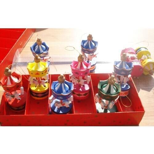 120pcs Vintage Wood Carousel Horse Christmas Tree Pendant Hanging Ornaments Romatic Wedding Birthday Party Decoration