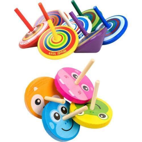 Children Wood Toy Gyro for Kids Adult Relief Stress Desktop Spinning Top Toys Birthday Gifts Random Color